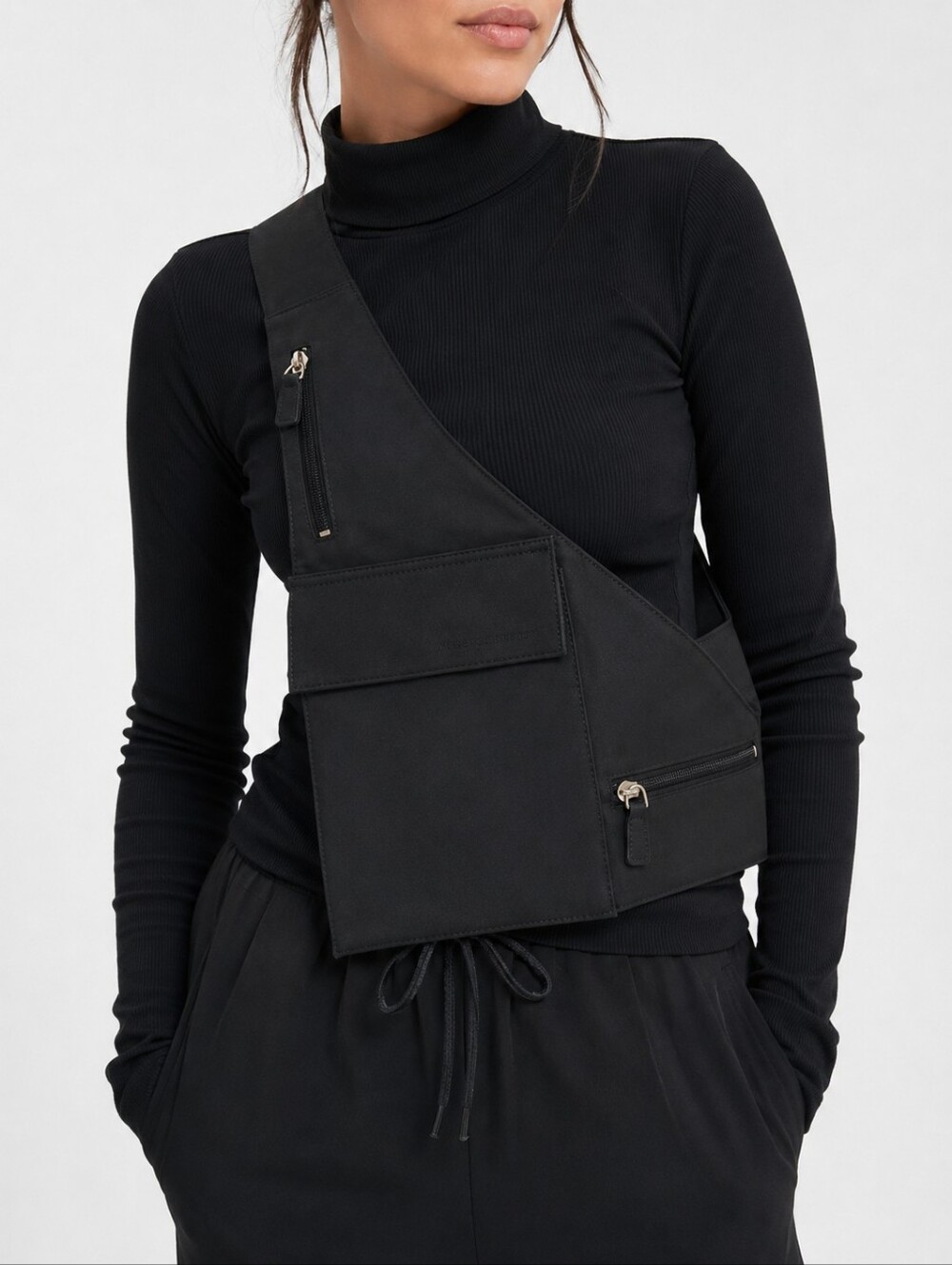 NWOT French Connection Black Utility Sling Crossbody Bag